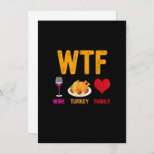 WTF Wine Turkey Family Shirt Funny Erntedank Da Einladung (Vorne/Hinten)