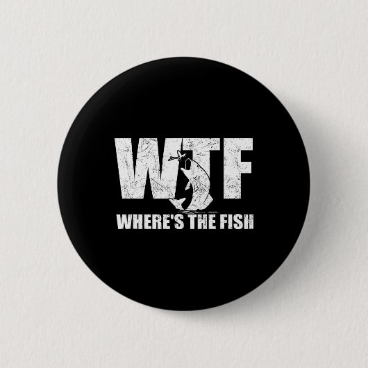 Wtf wo#39;s die Fische Männer#39;s Funny Fishing G Button (Vorderseite)