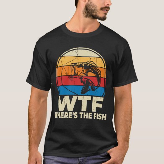 WTF, wo der Fisch Funny Fishing ein Geschenk macht T-Shirt (Vorderseite)