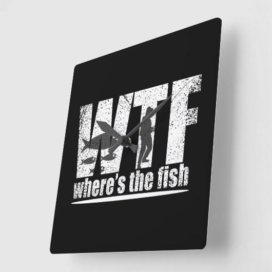 WTF, wo der Fisch lustig ist Quadratische Wanduhr (Winkel)