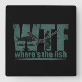 WTF, wo der Fisch lustig ist Quadratische Wanduhr (Vorderseite)