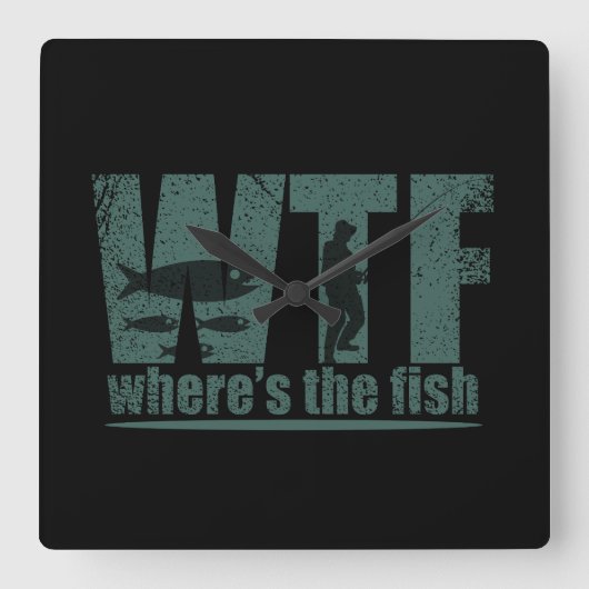 WTF, wo der Fisch lustig ist Quadratische Wanduhr (Vorderseite)
