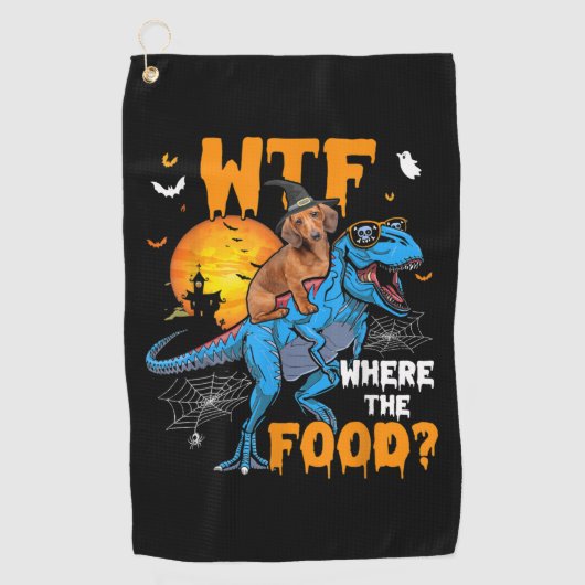WTF, wo die Dackel zu Essen Halloween Hund T-Rex D Golfhandtuch (Vorderseite)