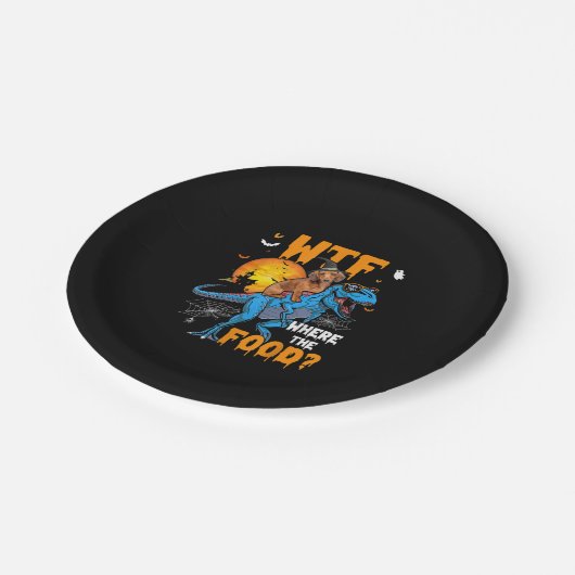 WTF, wo die Dackel zu Essen Halloween Hund T-Rex D Pappteller (Schrägansicht)