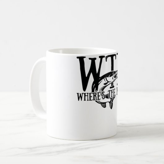 WTF Wo ist das Fisch Geschenk Funny Fishing Zitat Kaffeetasse (Vorderseite Links)