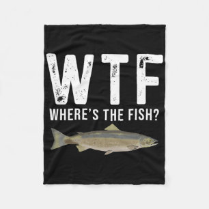 Wtf Wo ist der Fisch Lachs Funny Fishing Gaben Fleecedecke