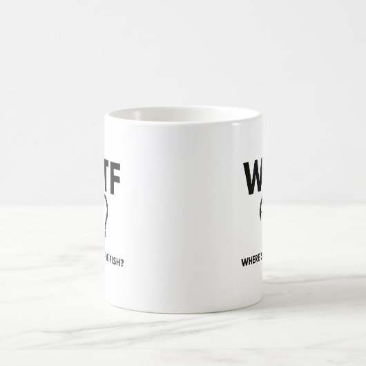 WTF Wo ist der Fish Funny Fishing Kaffeetasse (Mittel)