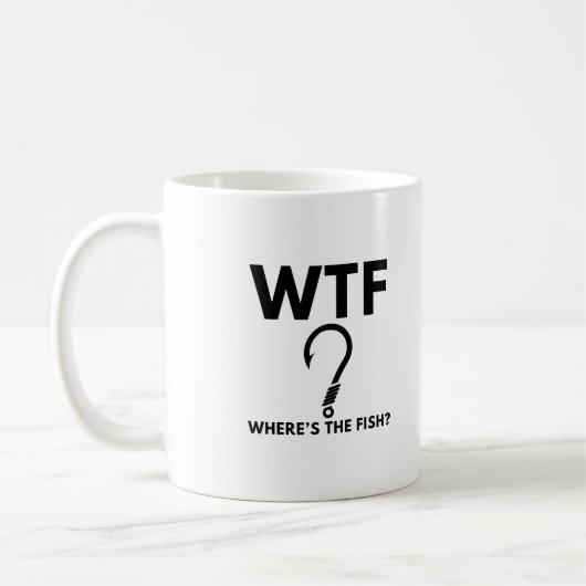 WTF Wo ist der Fish Funny Fishing Kaffeetasse (Links)
