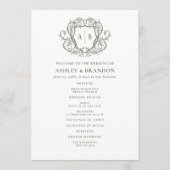 Wuchernden Rosen-Sage-Crest-Monogramm-Hochzeit Programm (Vorderseite)