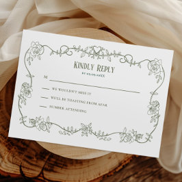 Wucherrose-Sage-Vintage-Hochzeits-Einladung, RSVP Karte