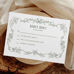 Wucherrose-Sage-Vintage-Hochzeits-Einladung, RSVP Karte