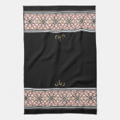Wudu Black Arab Pattern Your Own Text Wudhu Towel Geschirrtuch (Vertikal)