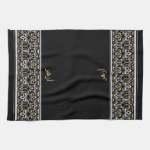 Wudu Black Arabian Pattern Custom Text Wudhu Towel Geschirrtuch (Horizontal)