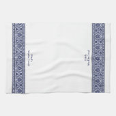 Wudu Blue & White Floral Border Personalised Wudhu Geschirrtuch (Horizontal)