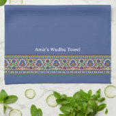 Wudu Türkisches Blumenborder Blau Personalisierte Geschirrtuch (Gefaltet)