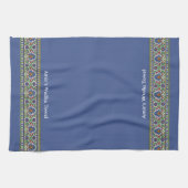 Wudu Türkisches Blumenborder Blau Personalisierte Geschirrtuch (Horizontal)