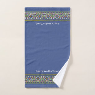 Wudu Türkisches Blumenborder Blau Personalisierte  Handtuch