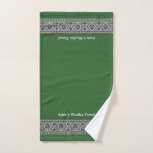 Wudu Türkisches Blumenborder Grün Benutzerdefinier Handtuch