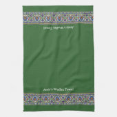 Wudu Turkish Floral Border Green Personal Wudhu Geschirrtuch (Vertikal)