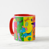 "Wuff! Bellt!" Farbiger Hundetasse Tasse (Vorderseite Links)