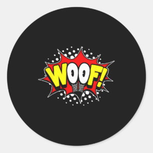Wuff! Cartoon-Augen Katcall-Aktionswort Comic-Book Runder Aufkleber