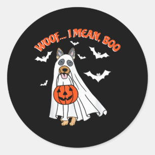 Wuff Meint Boo Lustiger Geist Hund Halloween Deuts Runder Aufkleber