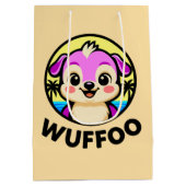 Wuffoo-Abenteuer Süße Kawaii-Welpen-Animationslogo Mittlere Geschenktüte (Rückseite)