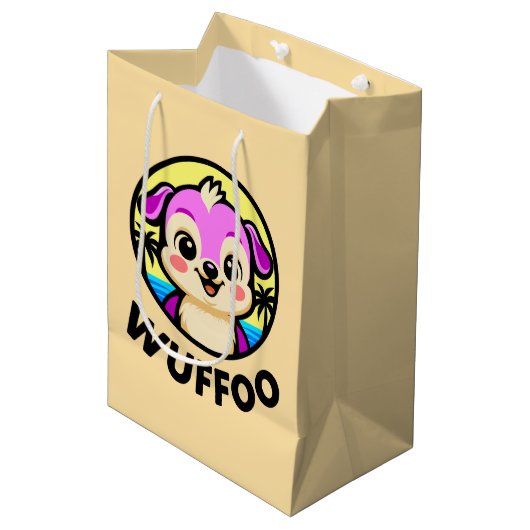 Wuffoo-Abenteuer Süßes Kawaii-Hundewelpen-Animatio Mittlere Geschenktüte (Vorderseite Schrägansicht)