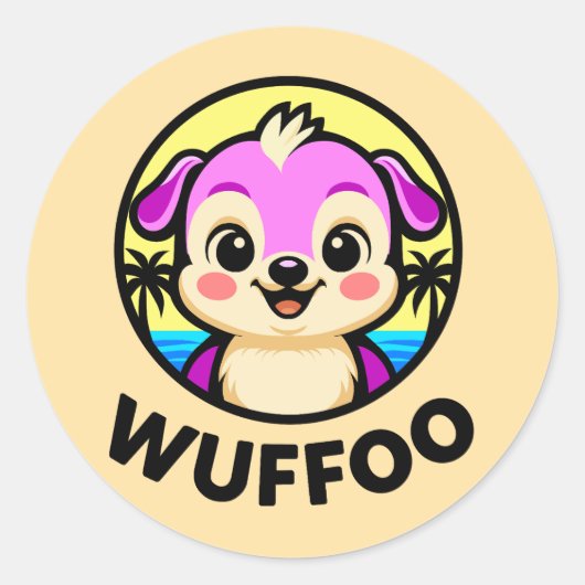 Wuffoo Adventures Cute Kawaii Puppy animation Runder Aufkleber (Vorderseite)