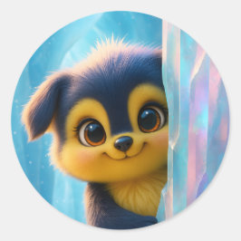 Wuffoo Molli Cute Kawaii Puppy Ice cave Runder Aufkleber