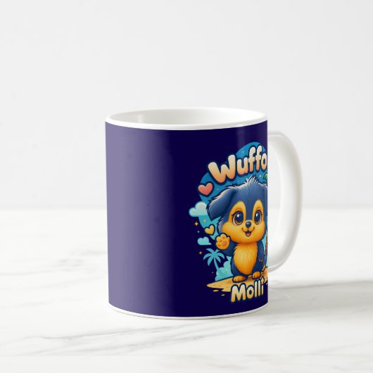 Wuffoo Molli Cute Kawaii Puppy Tropical Island  Kaffeetasse (VorderseiteRechts)