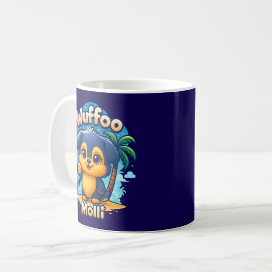 Wuffoo Molli Cute Kawaii Puppy Tropical Island  Kaffeetasse (Vorderseite Links)
