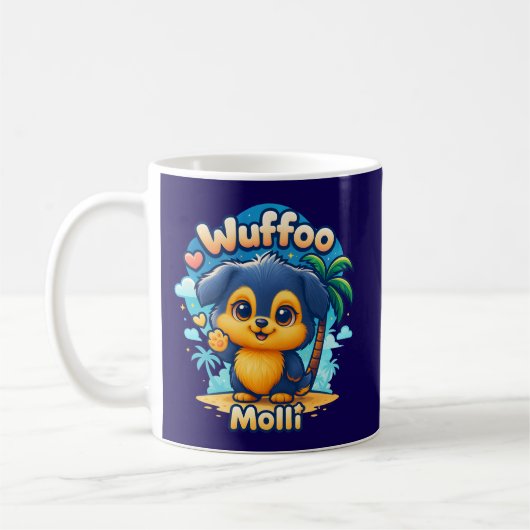 Wuffoo Molli Cute Kawaii Puppy Tropical Island Kaffeetasse (Links)