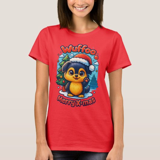Wuffoo Molli Merry X-mas Kawaii 3D Holiday T-Shirt (Vorderseite)