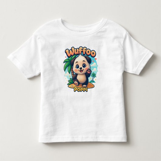Wuffoo Poppi Cute Kawaii Puppy Tropical Island Kleinkind T-shirt (Vorderseite)