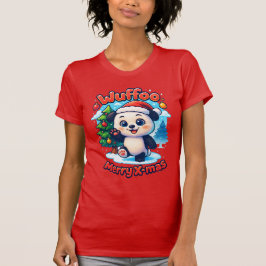 Wuffoo Poppi Fröhliche Weihnachten Kawaii 3D Feier T-Shirt