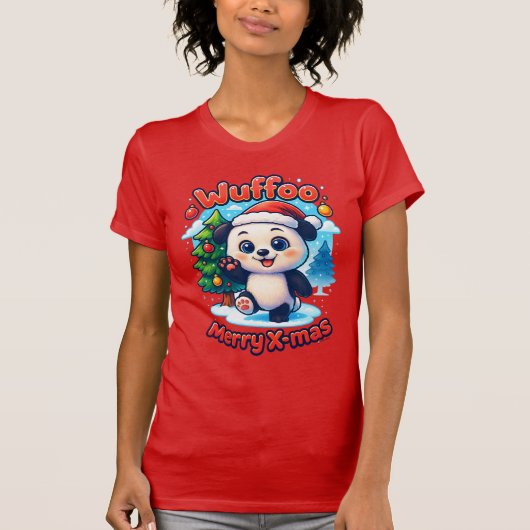 Wuffoo Poppi Merry X-mas Kawaii 3D Holiday T-Shirt (Vorderseite)