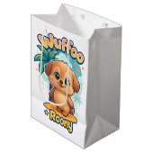 Wuffoo Roony Cute Kawaii Puppy Tropical Island  Mittlere Geschenktüte (Vorderseite Schrägansicht)
