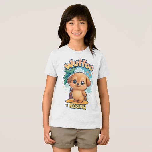 Wuffoo Roony Cute Kawaii Puppy Tropical Island Tri-Blend Shirt (Vorderseite Voll)