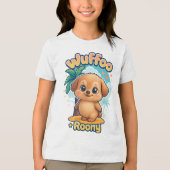 Wuffoo Roony Cute Kawaii Puppy Tropical Island Tri-Blend Shirt (Vorderseite)