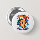 Wuffoo Roony Merry X-mas Kawaii 3D Holiday Button (Vorne & Hinten)