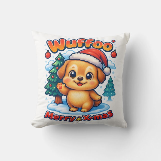 Wuffoo Roony Merry X-mas Kawaii 3D Holiday Kissen (Vorderseite)