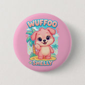 Wuffoo Shelly Kawaii Puppy Tropical Island Button (Vorderseite)