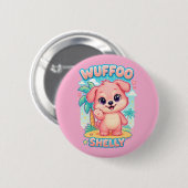 Wuffoo Shelly Kawaii Puppy Tropical Island Button (Vorne & Hinten)
