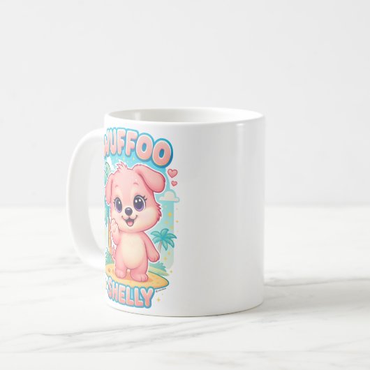 Wuffoo Shelly Kawaii Puppy Tropical Island Kaffeetasse (Vorderseite Links)