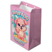 Wuffoo Shelly Kawaii Puppy Tropical Island Mittlere Geschenktüte (Rückseite Schrägansicht)