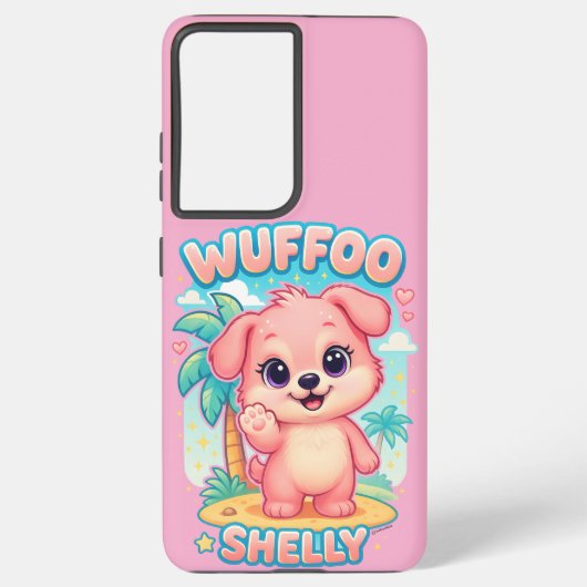 Wuffoo Shelly Kawaii Puppy Tropical Island Samsung Galaxy Hülle (Rückseite)