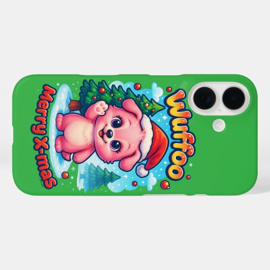 Wuffoo Shelly Merry X-mas Kawaii 3D Holiday Case-Mate iPhone Hülle (Rückseite (Horizontal))