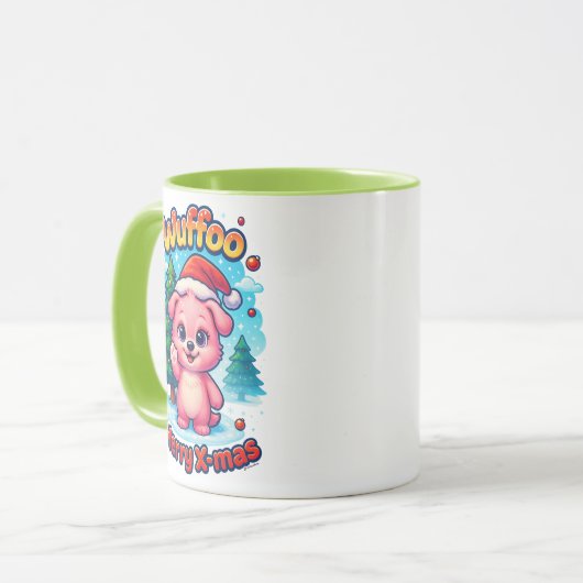 Wuffoo Shelly Merry X-mas Kawaii 3D Holiday Tasse (Vorderseite Links)