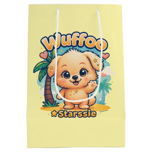 Wuffoo Starssie Kawaii Puppy Tropical Island Mittlere Geschenktüte (Rückseite)